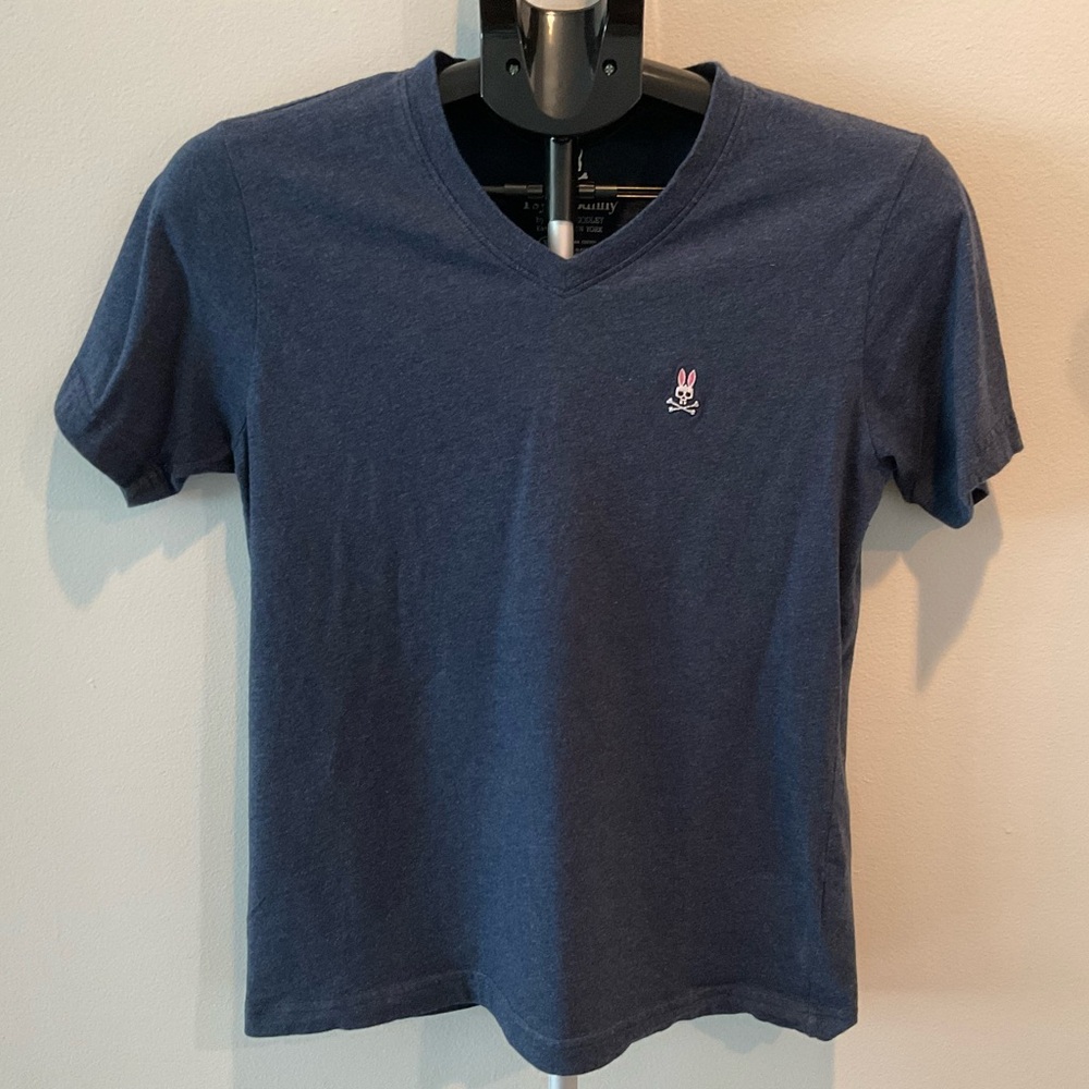 Psycho Bunny Boys Navy Blue V-Neck Tee size 18/20